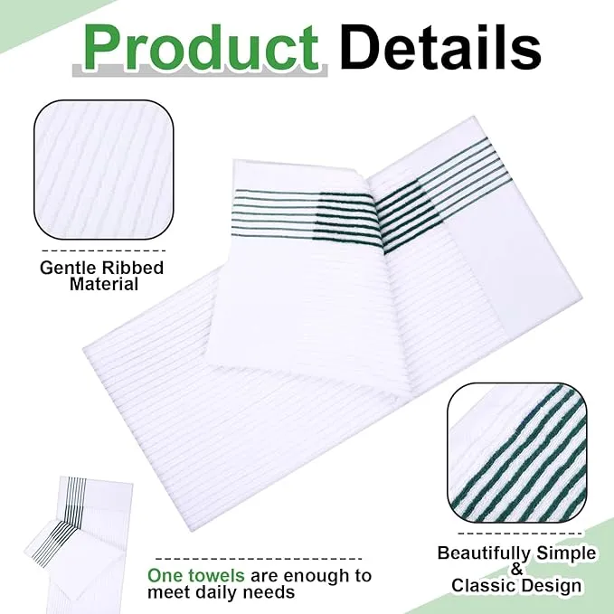 Mixweer 1 Pcs 22" x 42" Large Caddie Style Golf Towel Cotton Caddy Towel Camping Towels for Golfers Tour Players Club (White with Green Stripe)