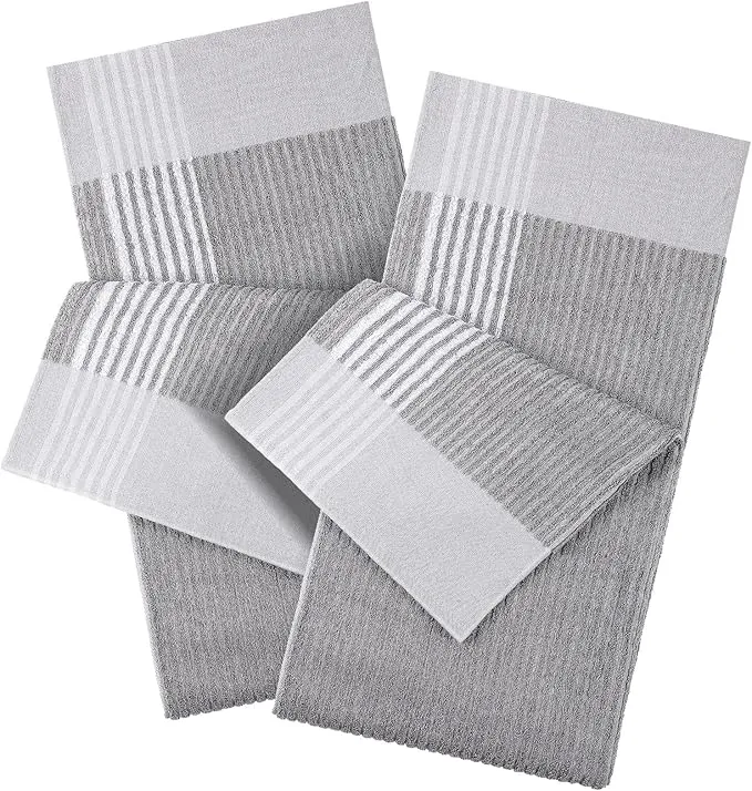 Mixweer 2 Pcs 22" x 42" Large Caddie Style Golf Towel Cotton Caddy Towel Camping Towels for Golfers Tour Players Club (Gray with White Stripe)