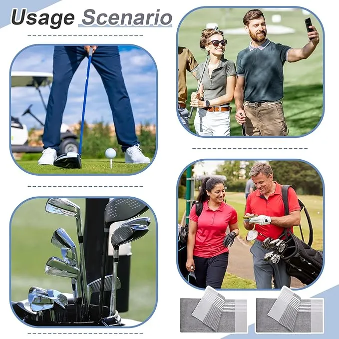 Mixweer 2 Pcs 22" x 42" Large Caddie Style Golf Towel Cotton Caddy Towel Camping Towels for Golfers Tour Players Club (Gray with White Stripe)