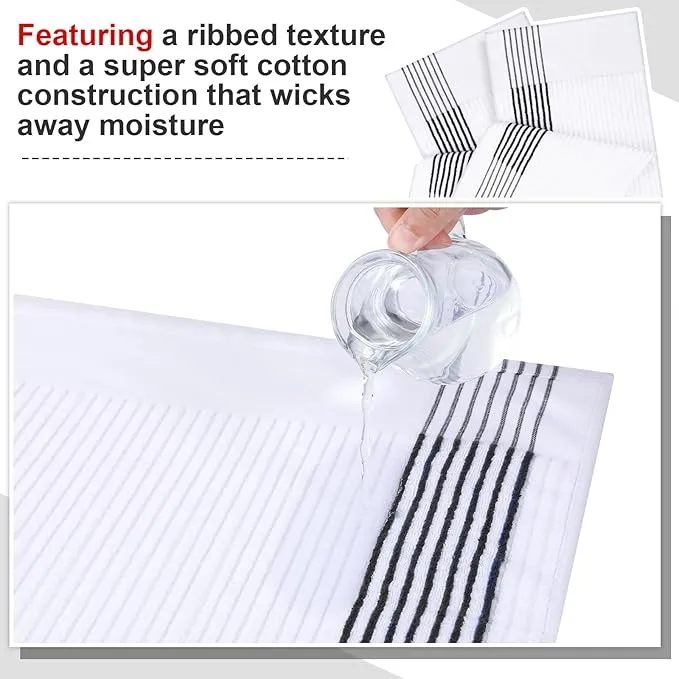 Mixweer 2 Pcs 22" x 42" Large Caddie Style Golf Towel Cotton Caddy Towel Camping Towels for Golfers Tour Players Club (White with Black Stripe)