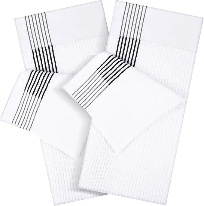 Mixweer 2 Pcs 22" x 42" Large Caddie Style Golf Towel Cotton Caddy Towel Camping Towels for Golfers Tour Players Club (White with Black Stripe)