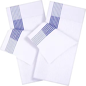 Mixweer 2 Pcs 22" x 42" Large Caddie Style Golf Towel Cotton Caddy Towel Camping Towels for Golfers Tour Players Club (White with Blue Stripe)