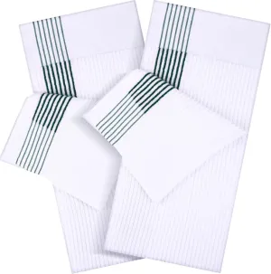 Mixweer 2 Pcs 22" x 42" Large Caddie Style Golf Towel Cotton Caddy Towel Camping Towels for Golfers Tour Players Club (White with Green Stripe)