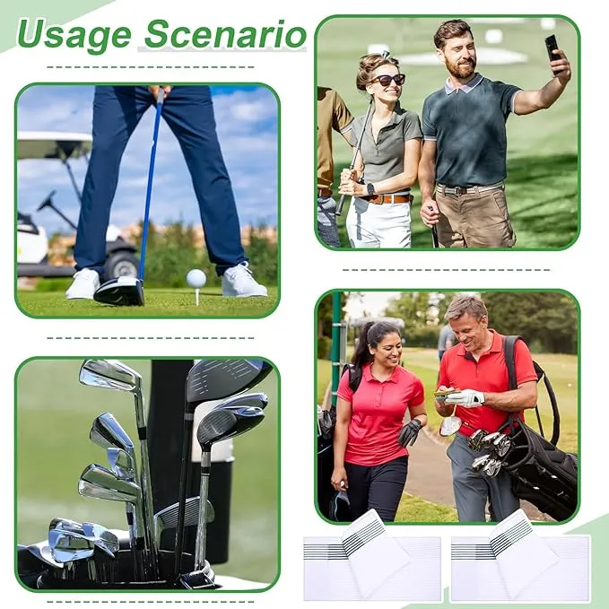 Mixweer 2 Pcs 22" x 42" Large Caddie Style Golf Towel Cotton Caddy Towel Camping Towels for Golfers Tour Players Club (White with Green Stripe)