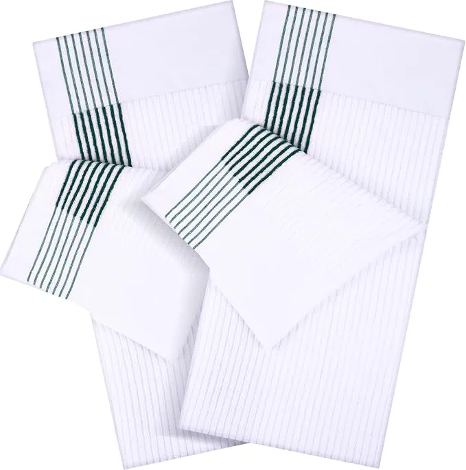 Mixweer 2 Pcs 22" x 42" Large Caddie Style Golf Towel Cotton Caddy Towel Camping Towels for Golfers Tour Players Club (White with Green Stripe)