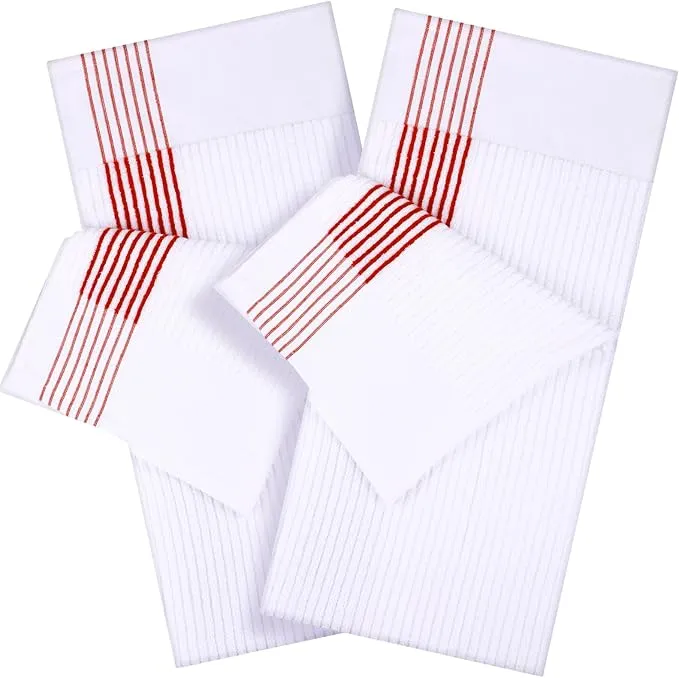 Mixweer 2 Pcs 22" x 42" Large Caddie Style Golf Towel Cotton Caddy Towel Camping Towels for Golfers Tour Players Club (White with Red Stripe)