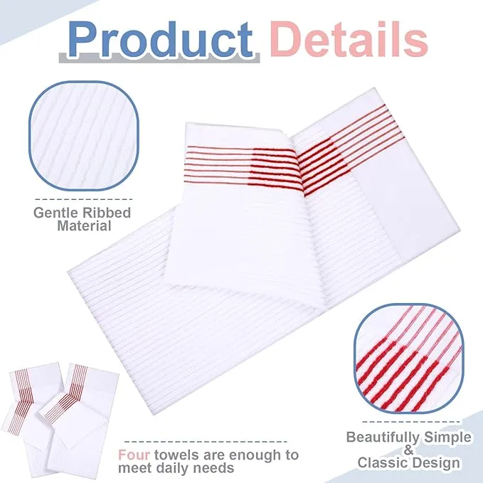 Mixweer 2 Pcs 22" x 42" Large Caddie Style Golf Towel Cotton Caddy Towel Camping Towels for Golfers Tour Players Club (White with Red Stripe)