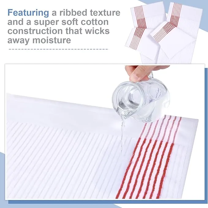Mixweer 2 Pcs 22" x 42" Large Caddie Style Golf Towel Cotton Caddy Towel Camping Towels for Golfers Tour Players Club (White with Red Stripe)