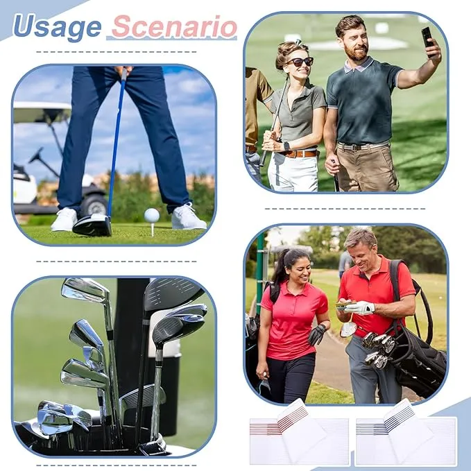 Mixweer 2 Pcs 22" x 42" Large Caddie Style Golf Towel Cotton Caddy Towel Camping Towels for Golfers Tour Players Club (White with Red,Blue Stripe)