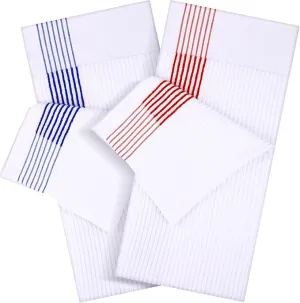 Mixweer 2 Pcs 22" x 42" Large Caddie Style Golf Towel Cotton Caddy Towel Camping Towels for Golfers Tour Players Club (White with Red,Blue Stripe)