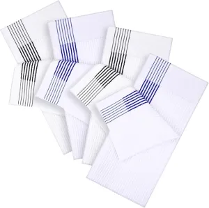Mixweer 4 Pcs 22" x 42" Large Caddie Style Golf Towel Cotton Caddy Towel Camping Towels for Golfers Players Tour Club (White with Black,Blue Stripe)