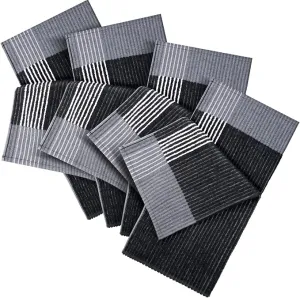 Mixweer 4 Pcs 22" x 42" Large Caddie Style Golf Towel Cotton Caddy Towel Camping Towels for Golfers Tour Players Club (Black with White Stripe)