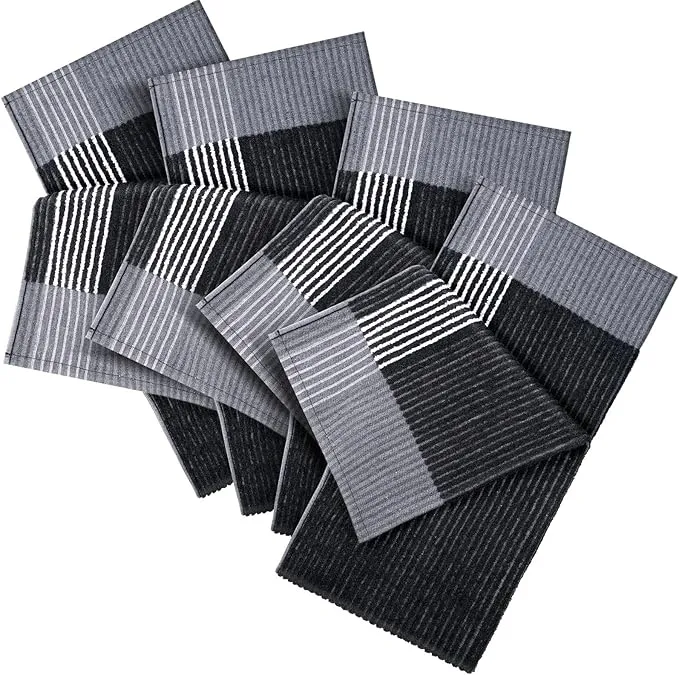 Mixweer 4 Pcs 22" x 42" Large Caddie Style Golf Towel Cotton Caddy Towel Camping Towels for Golfers Tour Players Club (Black with White Stripe)