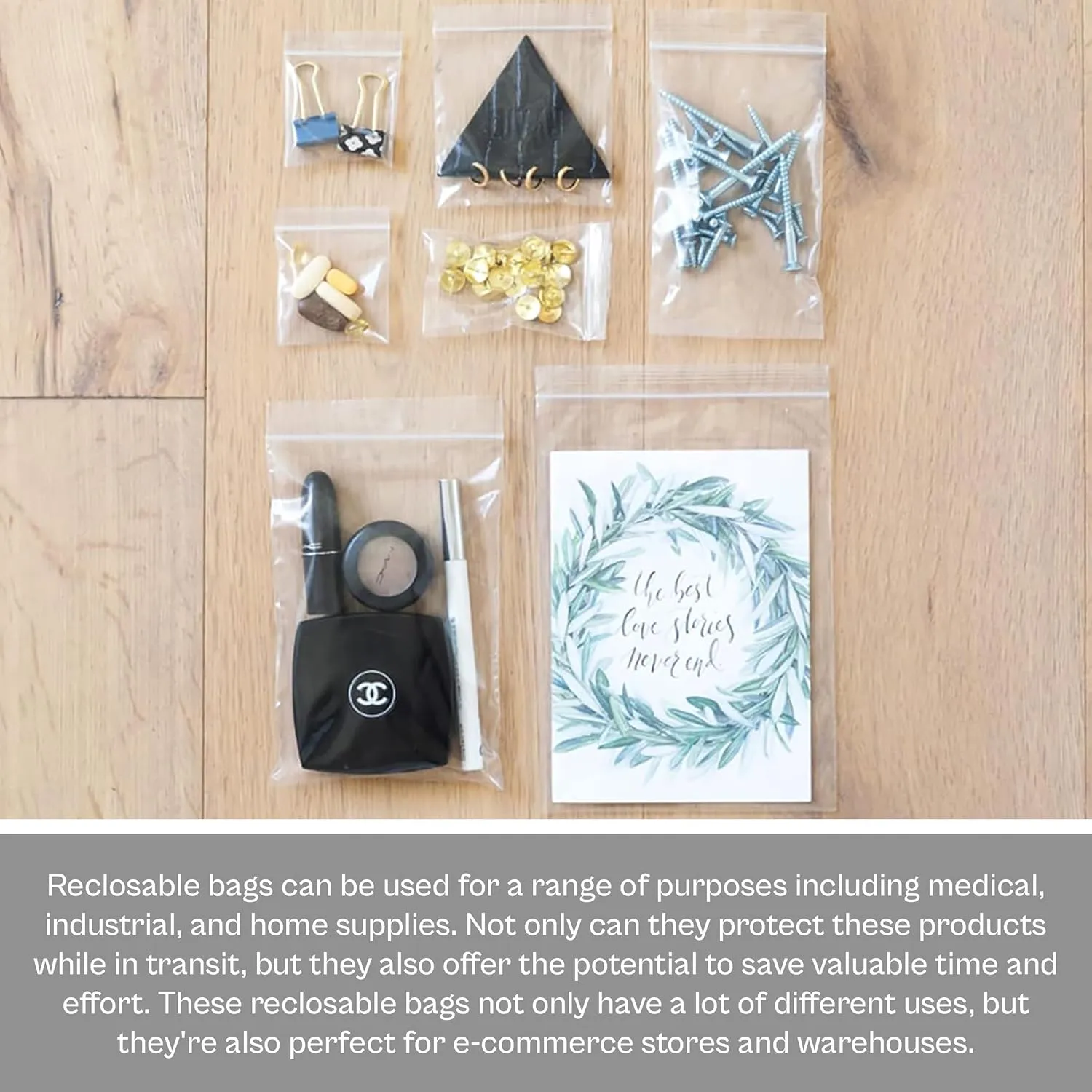 MMBM Resealable Poly Bag, 10x12 Inch, 1000 Pack, 4 Mil, Clear, Lock Seal Zipper, Reclosable Zip Plastic Baggies
