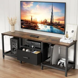 Modern TV Stand for TVs up to 55 Inches,Stylish Open Storage Shelf,Fabric Storage Drawer, Durable Entertainment Center for Living Room, Bedroom, Home Office