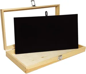 MOOCA Wooden Jewelry Display Case, Jewelry Organizer Case with Tempered Glass Top Lid & Removable Black Luxurious MDF Velvet Jewelry Display Pad, Natural Wood Colo