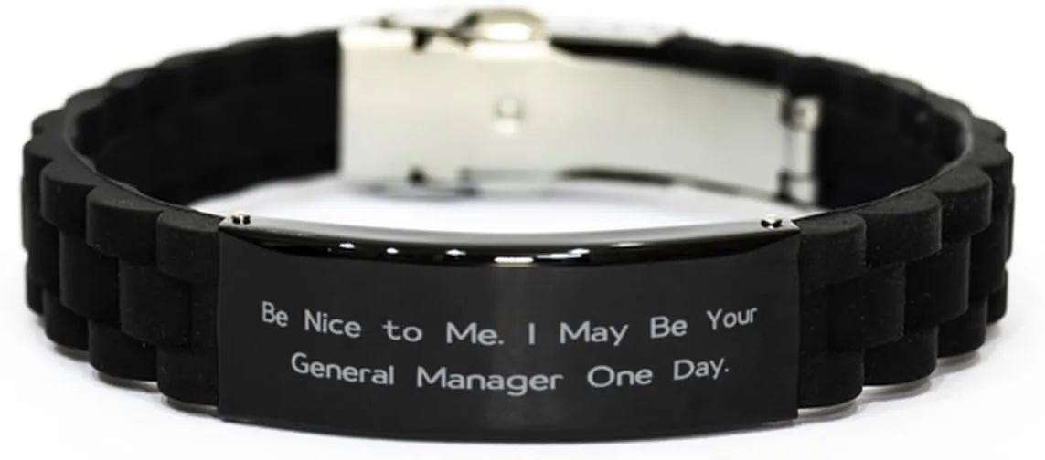 Motivational General manager Black Glidelock Clasp Bracelet, Be Nice to, Love Engraved Bracelet For Colleagues From Colleagues, Watches, Watch bands, Jewelry, Bracelets, Gift ideas