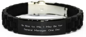 Motivational General manager Black Glidelock Clasp Bracelet, Be Nice to, Love Engraved Bracelet For Colleagues From Colleagues, Watches, Watch bands, Jewelry, Bracelets, Gift ideas