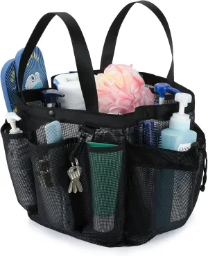 Moyad Large Mesh Shower Caddy Portable Travel Shower Caddy College Dorm Shower Basket Hanging Shower Organizer Beach Bag Tote Bag Bathroom Organizer Storage Basket Camping Shower Accessories, Black