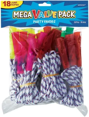 Multicolor Fiber & Plastic Jump Ropes - 13.75" x 9.5" (Pkg. Size) (18 Pcs.) - Perfect for Parties, School Events & Fitness Fun