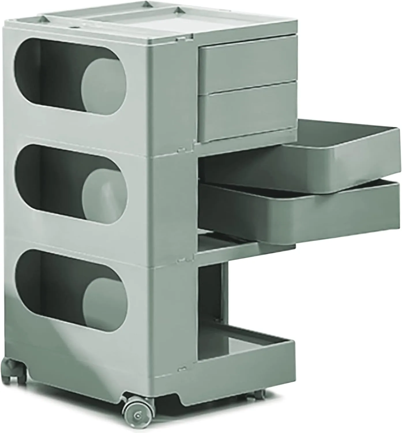 Multipurpose Utility Storage Cart - ABS Plastic Storage Caddy with Wheels and Slide Out Drawers - Professional Trolley Cart - Mobile Caddy for Salon Supplies, Kitchen Needs, Medical Tools - Light Teal