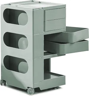 Multipurpose Utility Storage Cart - ABS Plastic Storage Caddy with Wheels and Slide Out Drawers - Professional Trolley Cart - Mobile Caddy for Salon Supplies, Kitchen Needs, Medical Tools - Light Teal
