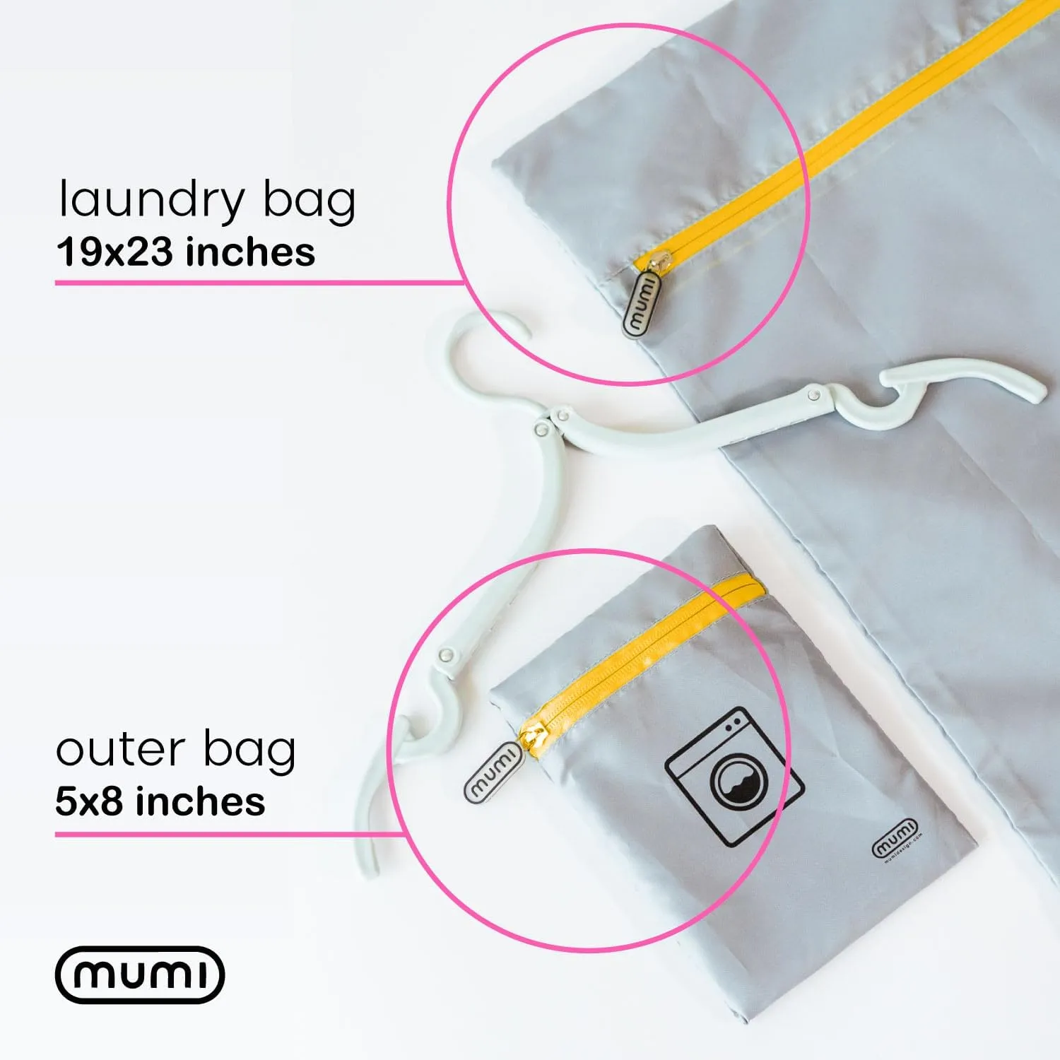 MUMI Travel Laundry Bag – Moisture & Smell-Proof Wash Bag with Folding Hanger & Outer Pouch | Large Washable Bags for Suitcase, Gym & Packing | Clothes Organizer for Trips & Storage - Purple