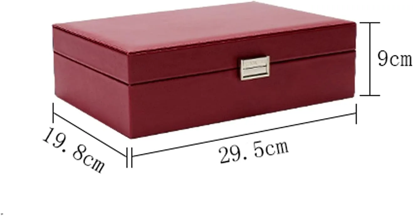 MUSUMI Jewelry Box PU Leather Jewelry Box Organizer with 2 Watch Case Removable Tray Jewelry Display Storage Case - Velvet Lining Earring Ring Bracelet Case Jewelry Box Organizer (A)