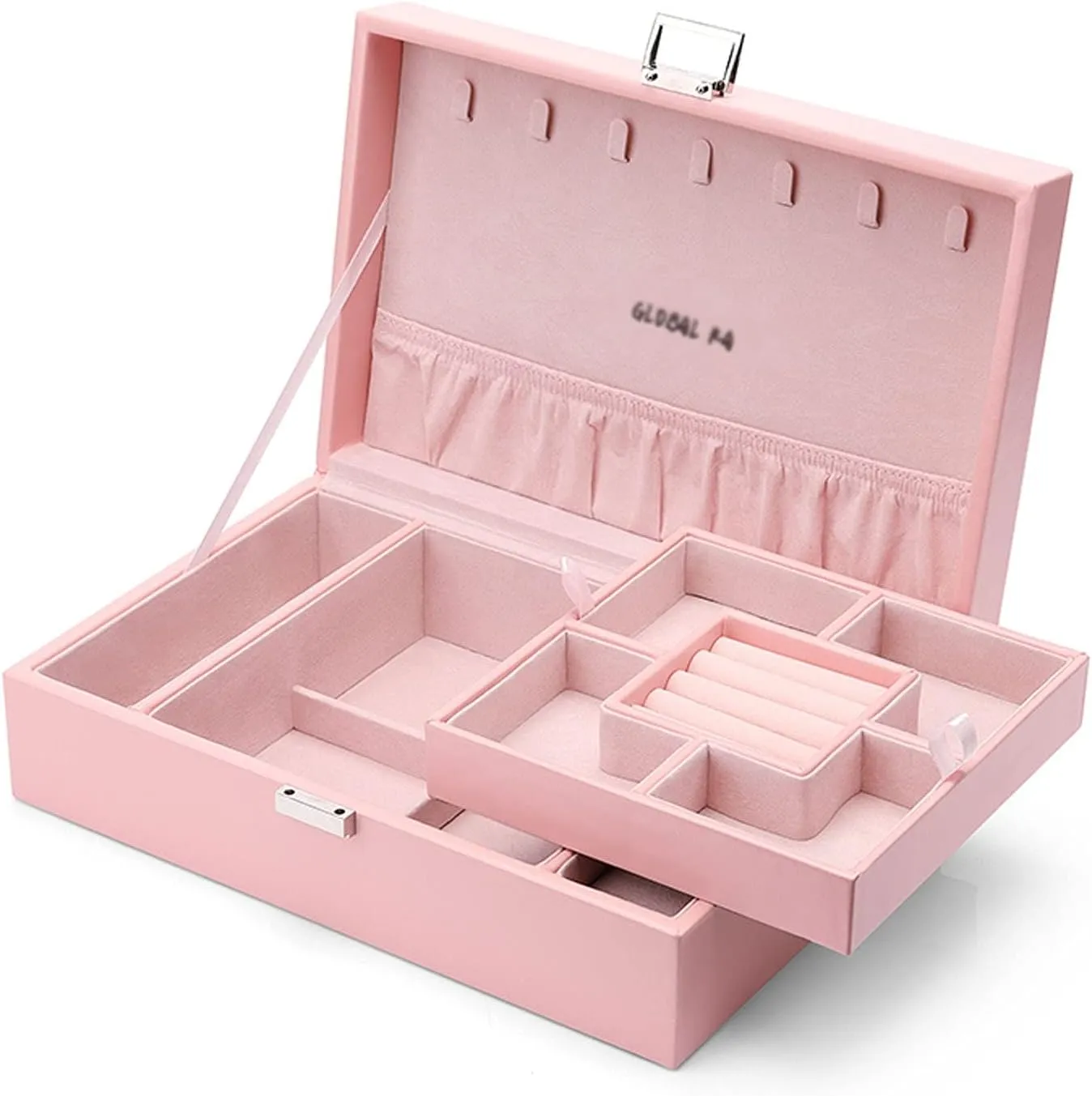 MUSUMI Jewelry Box PU Leather Jewelry Box Organizer with 2 Watch Case Removable Tray Jewelry Display Storage Case - Velvet Lining Earring Ring Bracelet Case Jewelry Box Organizer (D)