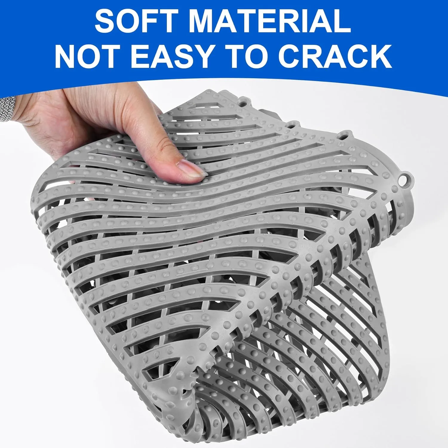MYFAMIREA Modular Interlocking Cushion 12 Pack 11.8" x 11.8" Rubber Floor Tiles Non-Slip Splicing Drainage Mats for Deck, Pool, Shower, Patio, Balcony, Bathroom, Kitchen, Yard (1 Rows Dots, Gray)
