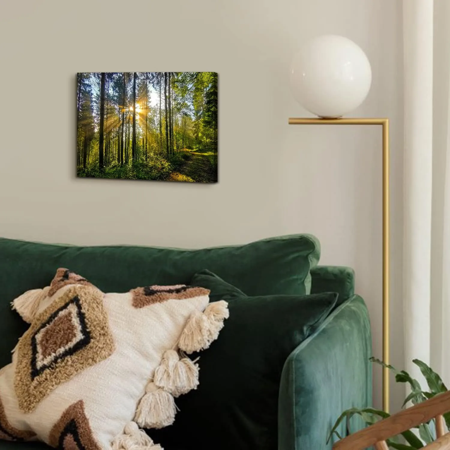 Nature Forest Canvas Wall Art for Living Room Bathroom Sunrise Mountain Landscape Picture Painting Sunset Wall Decor Tropical Green Trees Scenery Poster Prints Photo Artwork Home Decorations 12x16”