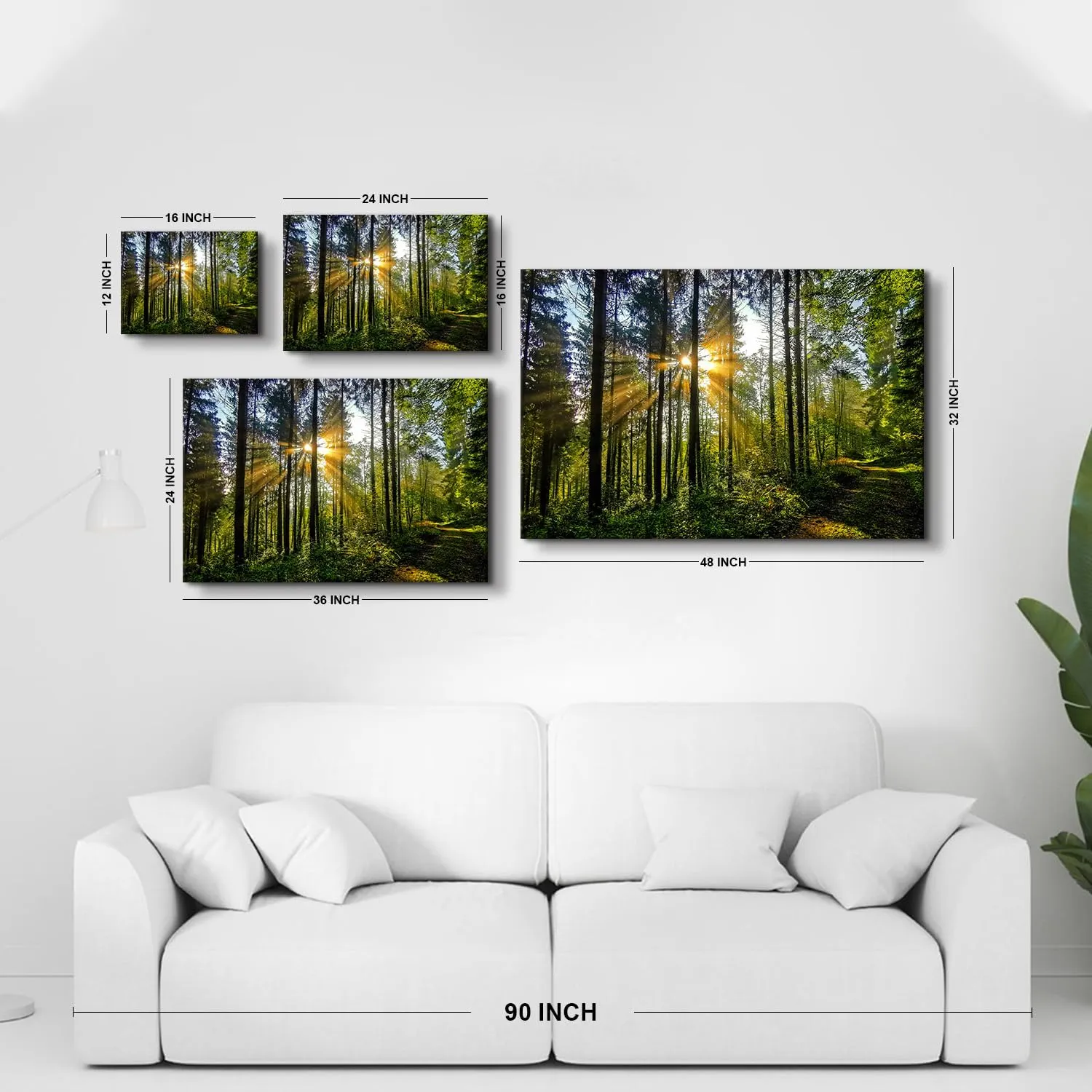 Nature Forest Canvas Wall Art for Living Room Bathroom Sunrise Mountain Landscape Picture Painting Sunset Wall Decor Tropical Green Trees Scenery Poster Prints Photo Artwork Home Decorations 12x16”