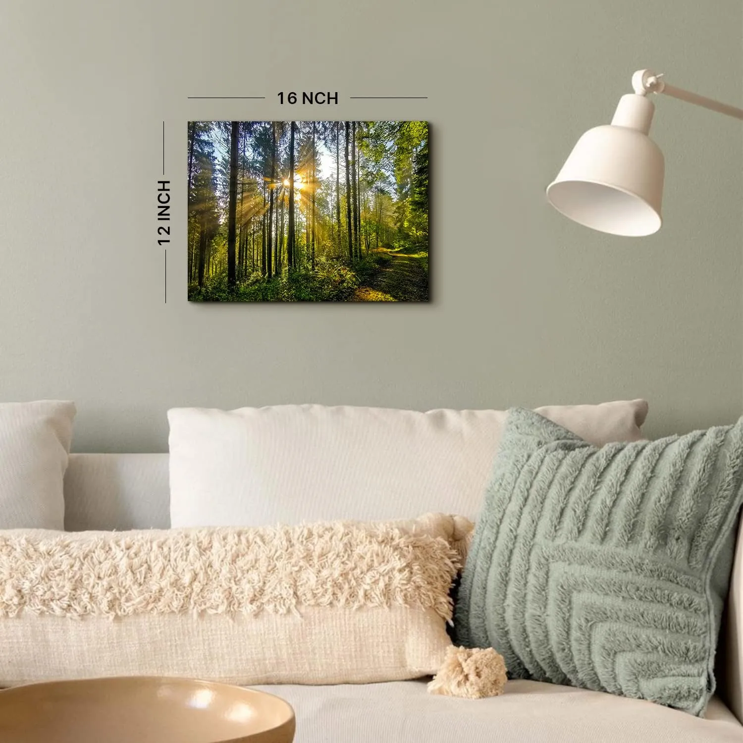 Nature Forest Canvas Wall Art for Living Room Bathroom Sunrise Mountain Landscape Picture Painting Sunset Wall Decor Tropical Green Trees Scenery Poster Prints Photo Artwork Home Decorations 12x16”