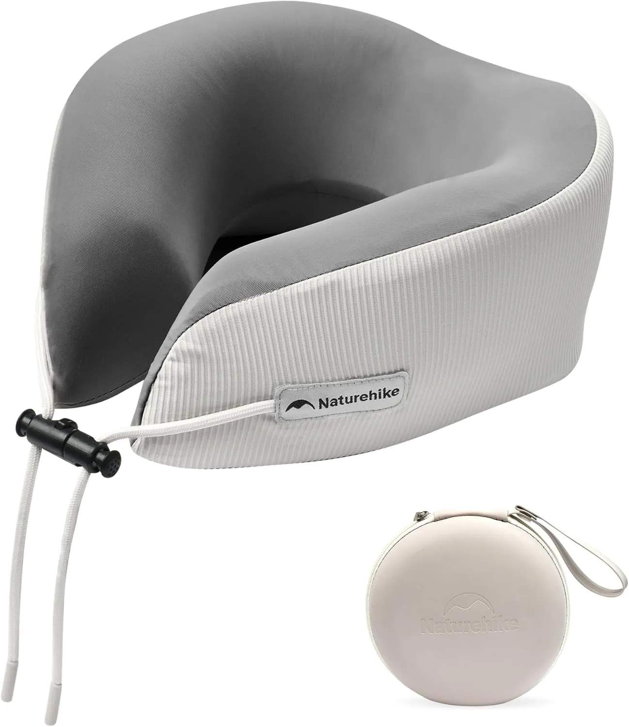 Naturehike Neck Pillow for Traveling, Memory Foam Travel Neck Pillow for Airplanes, Travel Pillow for Flight with Compact Storage Bag, Cool-Feeling Fabric, Grey