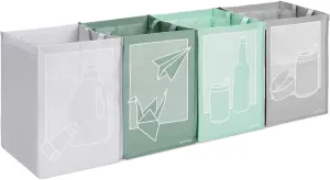 Navaris Recycle Bag Set (4 Pieces) - Reusable Recycling Bags to Separate Paper, Plastic, Glass, Metal - Recycling Bins Sorter Bin Kitchen Organizer