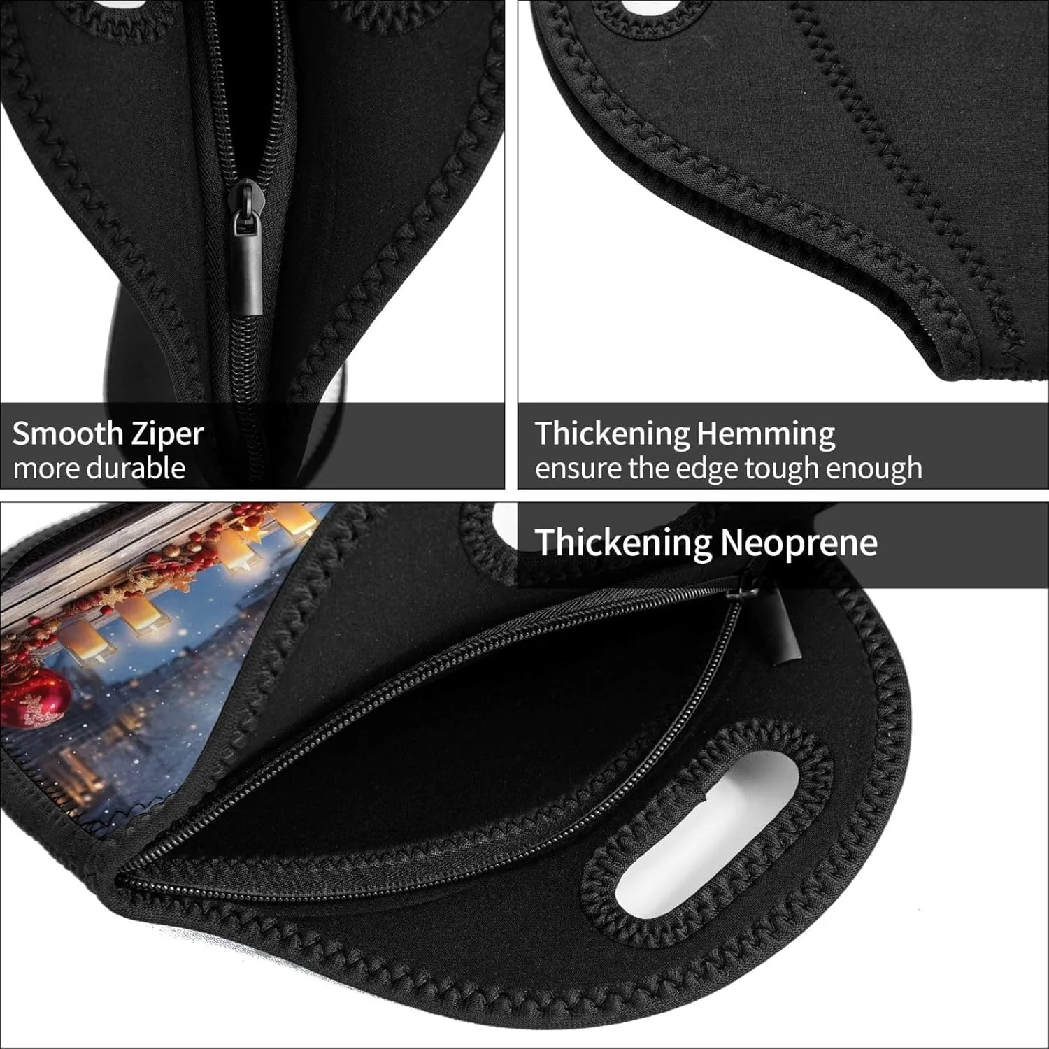 Neoprene Lunch Bags Christmas atmosphere Print Insulated Lunch Tote Bag Reusable Thermal Cooler Lunch Container Box for Work Travel Picnic