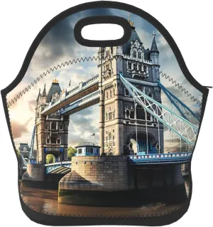 Neoprene Reusable Insulated Lunch Bag Cooler Tote Box Meal Prep For Men & Women Work Picnic Or Travel,Historic Old Tower Bridge London Print