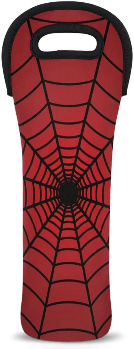 Neoprene Wine Tote Bag 1-Bottle 750ML Spider Web Portable Wine bottle Carrier Holders for Wine/Beer/Cans/Water, Protector for Home Travel and Picnic