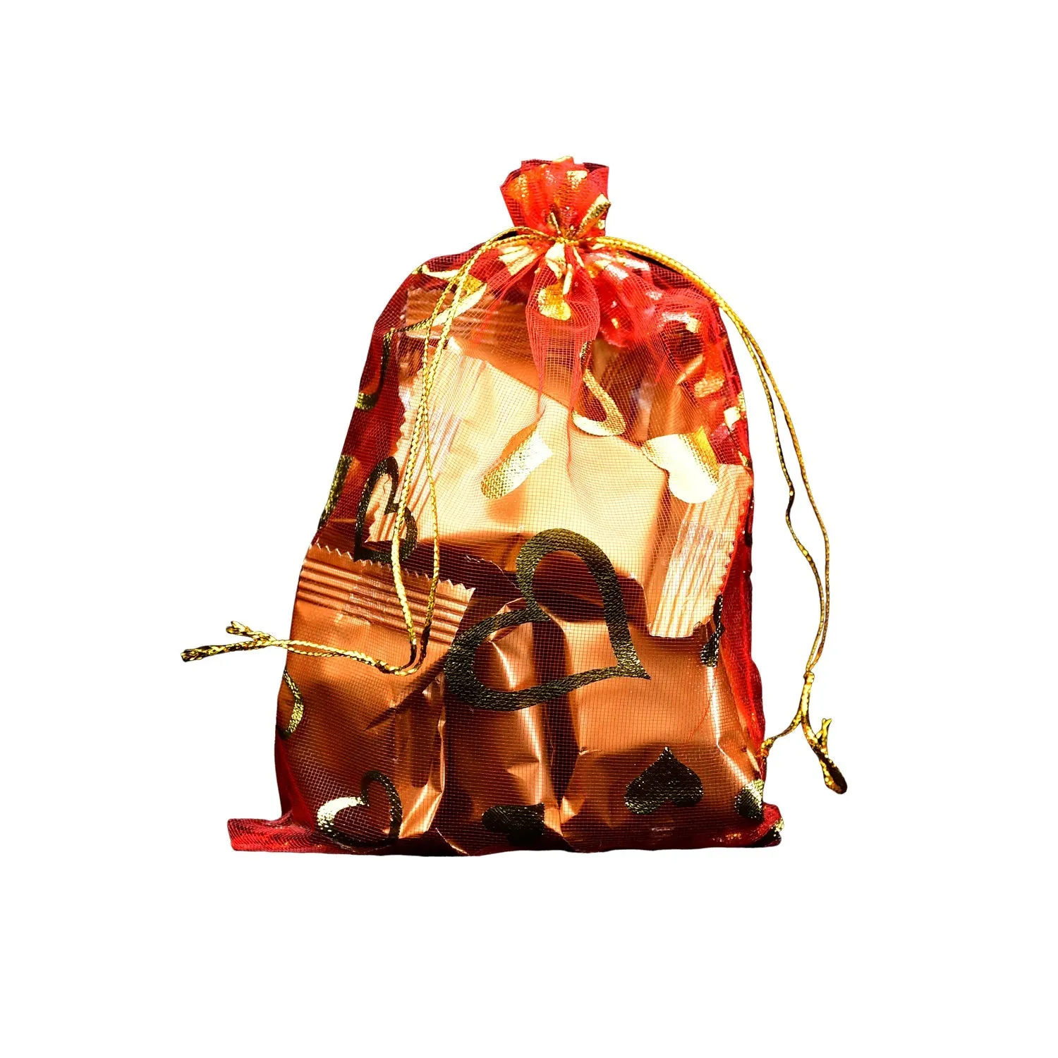 Net Fabric Drawstring Pouch for Dry Fruits Packing, Organza Shagun Potli Baba (Mix Size & Design)