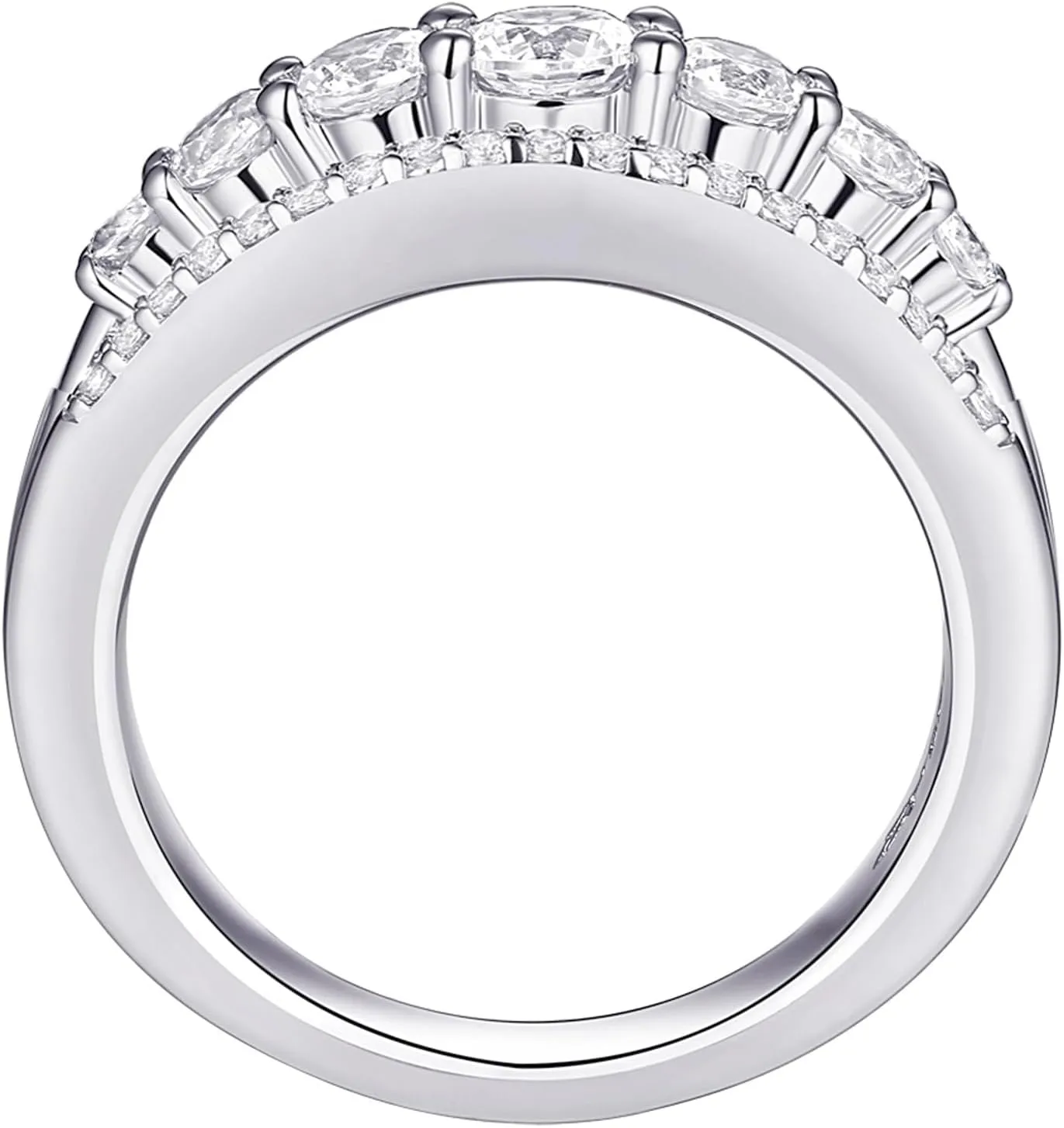 Newshe Jewellery Eternity Ring Wedding Band for Women 925 Sterling Silver 1.13ct Round White AAAAA Cz Size 4-13