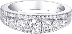Newshe Jewellery Eternity Ring Wedding Band for Women 925 Sterling Silver 1.13ct Round White AAAAA Cz Size 4-13