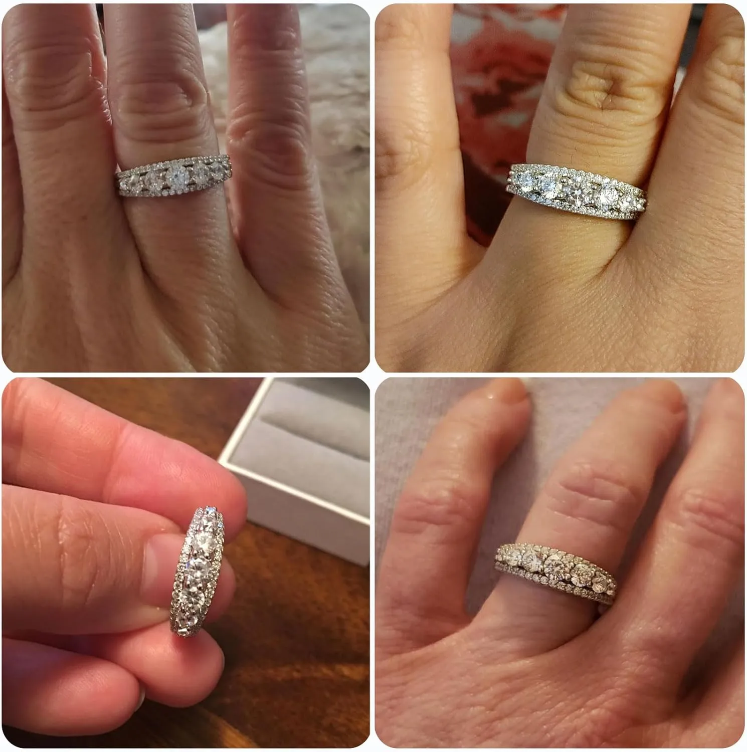 Newshe Jewellery Eternity Ring Wedding Band for Women 925 Sterling Silver 1.13ct Round White AAAAA Cz Size 4-13