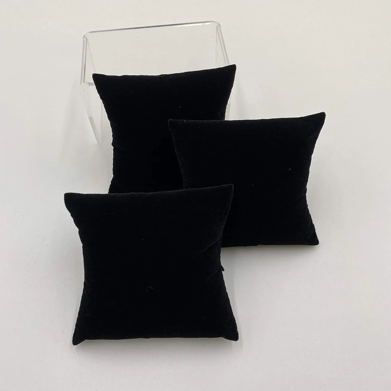 N'icePackaging - 6 Qty - 3" x 3" Midnight-Black Velvet Watch/Bangle/Bracelet Pillow Display w/Display Slot for Stands, Brackets or Free-Standing use – for Sales/Merchandise/Crafts/Storage