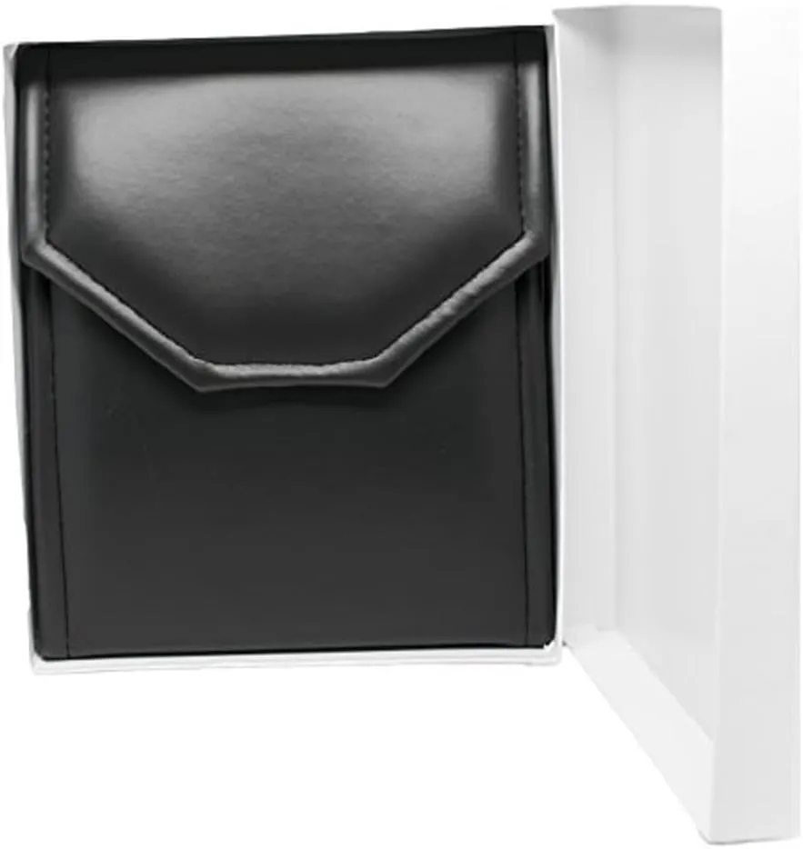 Novel Box Necklace Display Pearl Folder 7x5 inch Small Travel Jewelry Case - Wedding Jewelry Storage Holder with Smooth Finish - Jewelry Organizer Necklace Box - Black/Black Stitched
