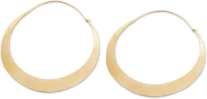 NOVICA Handmade Sterling Silver Brass Hoop Earrings | Sleek Style | Golden Glow | Bali Craft | No Gemstone | Hypoallergenic Jewelry | Lead & Nickel Free | Indonesia 'Solar Halo' 3.1" L x 3.1" W x 0" D
