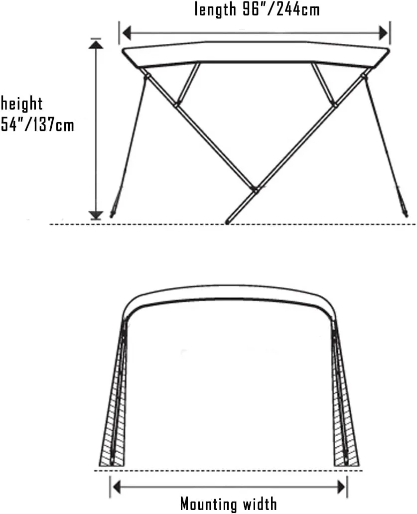 Oceansouth 4 Bow Bimini - 8ft Deluxe