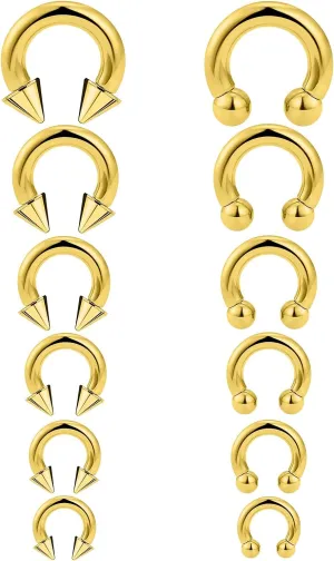 Ocptiy 6G 8G 12G 14G 16G Septum Ear Earrings Gauges Stretching Piercing Kit 316L Surgical Steel Internally Threaded Pierced Body Jewelry for Women 10mm 12mm 14mm 16mm
