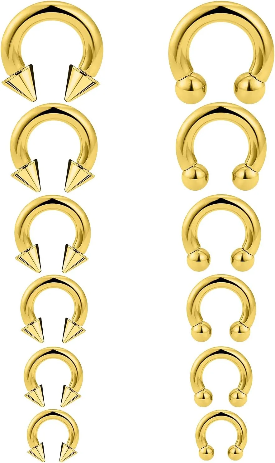 Ocptiy 6G 8G 12G 14G 16G Septum Ear Earrings Gauges Stretching Piercing Kit 316L Surgical Steel Internally Threaded Pierced Body Jewelry for Women 10mm 12mm 14mm 16mm