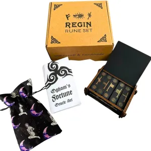 Ogham's Fortune Wood Rune Set Random Pouch Ogham Runes Celtic Altar Tool Divination Rune Set Celtic Tree Alphabet Guide Book