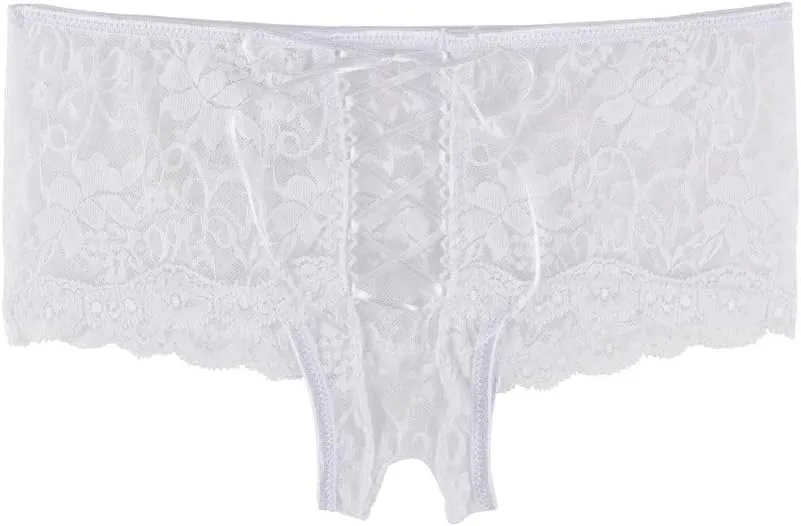 ohyeah Women Lace Boyshort Panty Lace Trim Boyshort Plus Size Underwear Panties Sheer Plus Size(XS-4XL)